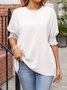 Women Plain Short Sleeve Blouse Summer Crew Neck Daily Casual Top
