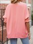 Women Plain Short Sleeve Blouse Summer Crew Neck Daily Casual Top