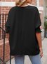 Women Plain Short Sleeve Blouse Summer Crew Neck Daily Casual Top