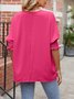 Women Plain Short Sleeve Blouse Summer Crew Neck Daily Casual Top