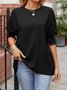 Women Plain Short Sleeve Blouse Summer Crew Neck Daily Casual Top