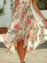 Floral Vacation Regular Fit Chiffon Dress With Belt