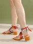 Minimalist Black Low Heel Ankle Strap Toe-ring Sandals