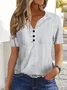 Women's Short Sleeve Blouse Summer Striped V Neck Daily Going Out Casual Top White