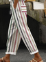 Women's Trousers Elastic Waist Harem Pants Daily Going Out Casual Pocket Stitching Striped Spring/Fall Pants