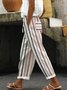 Women's Trousers Elastic Waist Harem Pants Daily Going Out Casual Pocket Stitching Striped Spring/Fall Pants