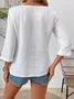 Women's Square Neck 3/4 Sleeve Plain Cotton Spring Summer Blouse