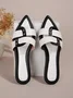 Black-white Color Block Weave Rivet Embossed Slide Sandals