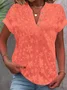 Women's Floral Short Sleeve Blouse_ Summer Embroidery V Neck Daily Simple Top