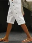 Women's Elastic Waist H-Line Straight Pants Daily Going Out Pants Casual Buckle Cotton Plain Summer Pants