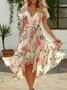Women's Short Sleeve Summer Floral Dress V Neck Daily Going Out Vacation Midi A-Line