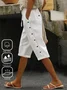 Women's Elastic Waist H-Line Straight Pants Daily Going Out Pants Casual Buckle Cotton Plain Summer Pants
