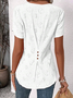 Women's Short Sleeve Blouse Summer Plain Buttoned Notched Neck Petal Sleeve Daily Going Out Simple Top