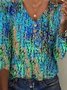 Women's Half Sleeve Tee/T-shirt Summer Random Print V Neck Daily Going Out Casual Top Multicolor