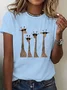 Women's Short Sleeve Tee/T-shirt Summer Deer Cotton Crew Neck Daily Going Out Casual Top Black