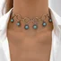 Amazon cross-border jewelry retro ethnic style creative design hollow carved turquoise necklace clavicle chain for women