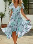 Women's Short Sleeve Summer Floral Dress V Neck Daily Going Out Vacation Midi A-Line