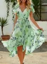 Women's Short Sleeve Summer Floral Dress V Neck Daily Going Out Vacation Midi A-Line