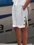 Women's Casual Buckle Summer Cotton Striped Shorts