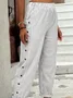 Women's Trousers Straight Pants Daily Going Out Casual Buttoned Cotton Striped Spring/Fall Pants