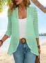 Women's 3/4 Sleeve Plain Jacquard Vacation Loose Cardigan / Kimono
