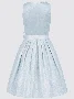 Women's 3/4 Sleeve Drindl Summer Blue Plain Lace Hollow out Lace-up Sweetheart Neckline Party Going Out Vintage Midi X-Line Dress with Belt