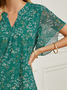Casual V Neck Floral Loose Blouse