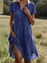 Women's Short Sleeve Floral Dress Summer Polka Dots V Neck Midi Sundress Green Blue Red