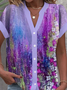 Women's Short Sleeve Shirt Summer Floral V Neck Daily Going Out Casual Top