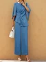 Women's Chiffon Two Piece Wedding Guest Crew Neck Semi Formal 2 Piece Sets