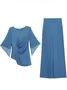Women's Chiffon Two Piece Wedding Guest Crew Neck Semi Formal 2 Piece Sets