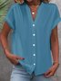 Women's Short Sleeve Shirt Summer Plain Stand Collar Daily Going Out Casual Top