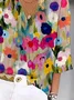 Women's 3/4 Sleeve Blouse Summer Abstract Floral Colorful V Neck Daily Going Out Casual Top