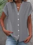 Women's Short Sleeve Shirt Summer Plain Stand Collar Daily Going Out Casual Top
