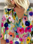 Women's 3/4 Sleeve Blouse Summer Abstract Floral Colorful V Neck Daily Going Out Casual Top