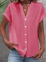 Women's Short Sleeve Shirt Summer Plain Stand Collar Daily Going Out Casual Top