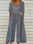 Women's H-Line Crew Neck Daily Going Out Casual Small Floral Summer Ankle Pants Jumpsuit