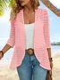 Women's 3/4 Sleeve Plain Jacquard Vacation Loose Cardigan / Kimono