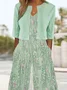 Women's Printed Cardigan Coat With Jumpsuit With Pocket Two-Piece Set Daily Cap Sleeve Casual Summer Matching Set