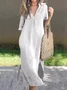Women Plain Short Sleeve Summer Dress V Neck Daily Casual Maxi H-Line Dress