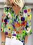 Women's 3/4 Sleeve Blouse Summer Abstract Floral Colorful V Neck Daily Going Out Casual Top