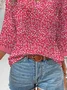Women's Three Quarter Sleeve Blouse Summer Floral Notched Daily Going Out Casual Top Red