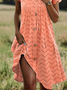 Women's Short Sleeve Summer Plain Crew Neck Daily Going Out Casual Midi A-Line Orange Dress