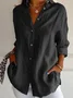 Women's Long Sleeve Shirt Spring/Fall Plain Cotton Shirt Collar Daily Going Out Casual Top 