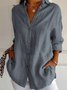 Women's Long Sleeve Shirt Spring/Fall Plain Cotton Shirt Collar Daily Going Out Casual Top 