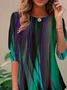Women's Long Sleeve Tee T-shirt Spring/Fall Random Print Knitted Crew Neck Daily Going Out Casual Top Green