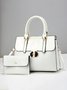 2pcs/set Large Capacity Crocodile Embossed Commuting Tote Bag with Coin Purse