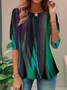 Women's Long Sleeve Tee T-shirt Spring/Fall Random Print Knitted Crew Neck Daily Going Out Casual Top Green