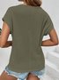 Women Plain Short Sleeve Blouse Summer Crew Neck Daily Casual Top