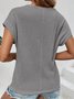 Women Plain Short Sleeve Blouse Summer Crew Neck Daily Casual Top